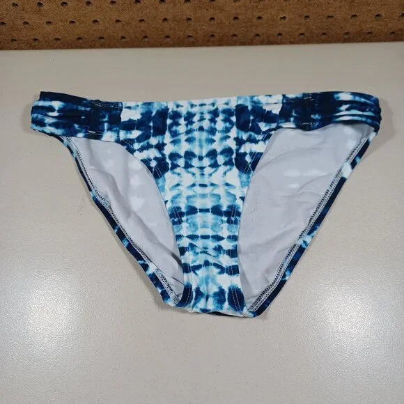 mynah womens navy blue white bikini swim bottoms S NWOT - Picture 1 of 3